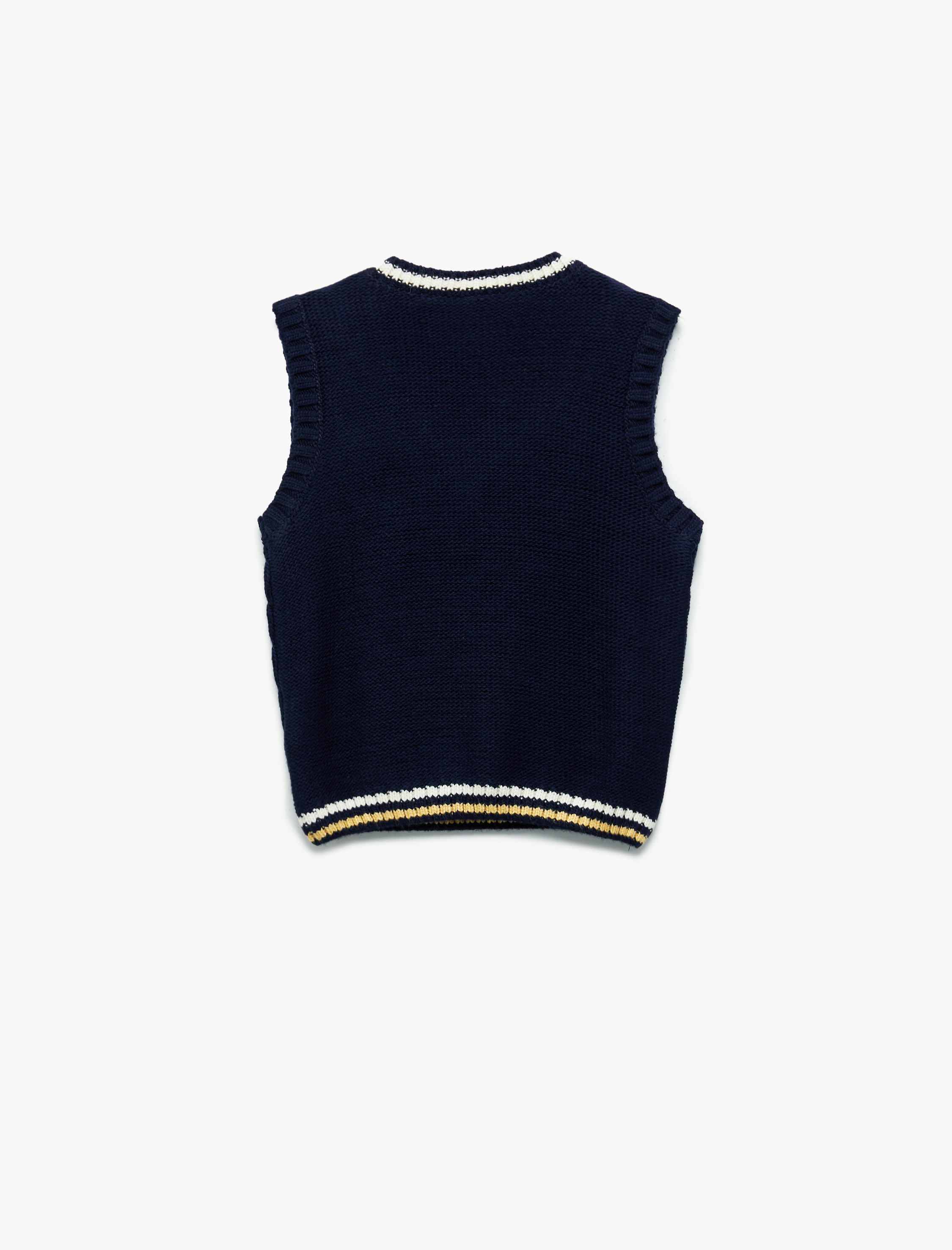  Kız Çocuk V Yaka Örgü Dokulu Fiyonk Detaylı Triko Süveter