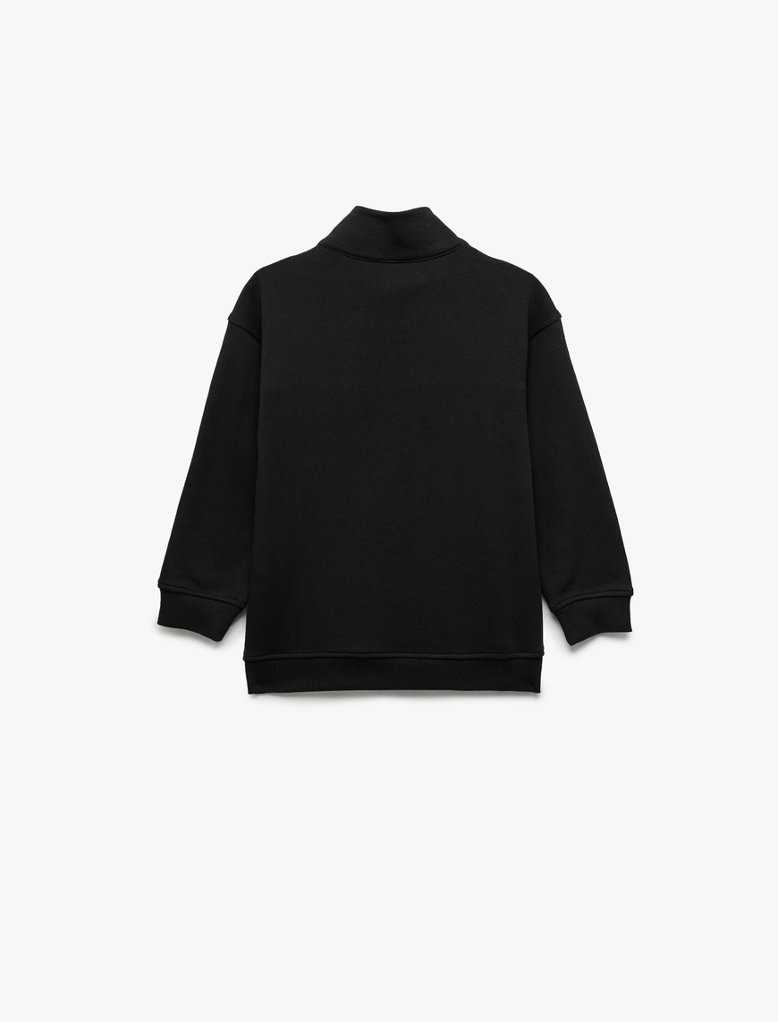  Erkek Çocuk Dik Yaka Uzun Kollu Pamuklu Sweatshirt
