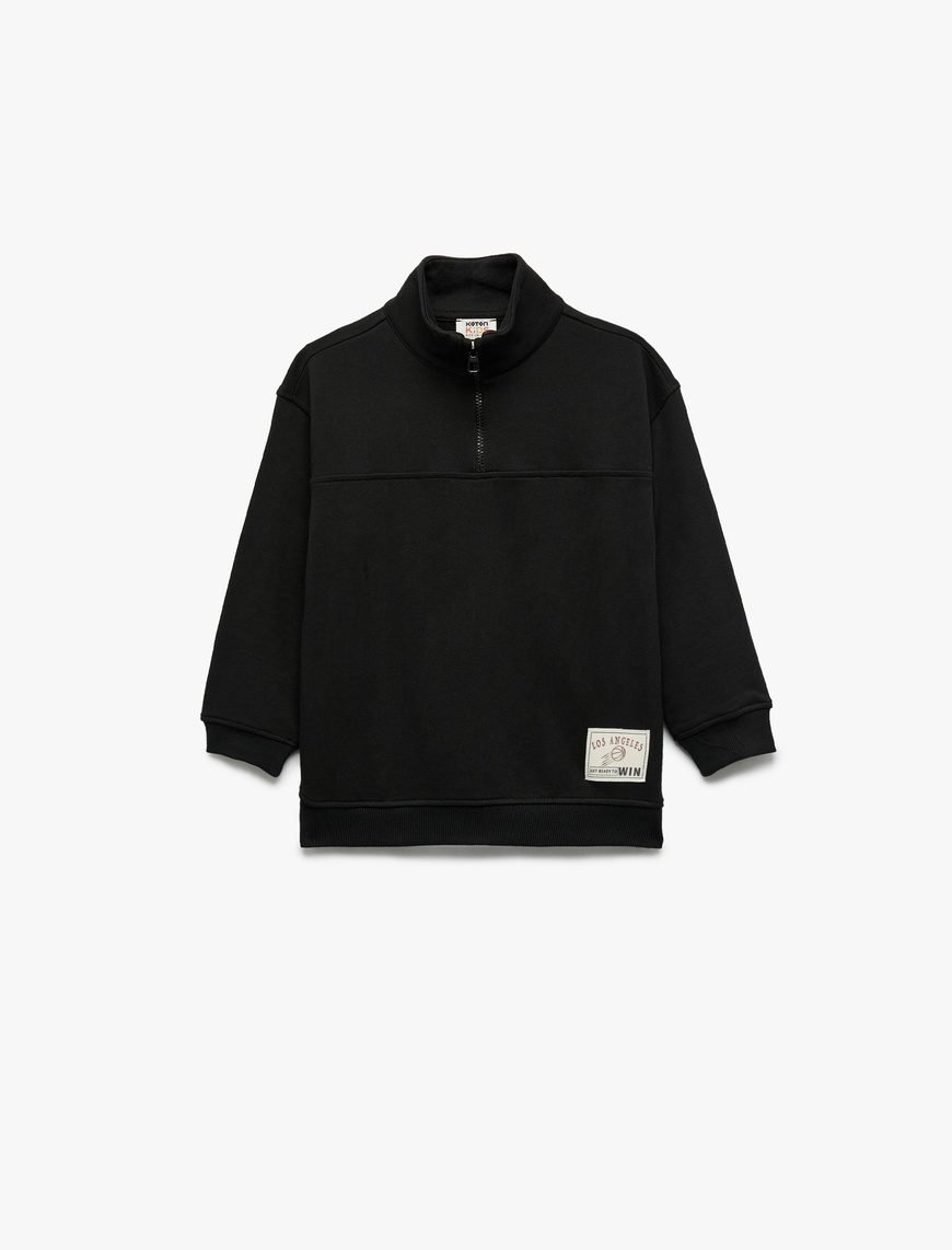  Erkek Çocuk Dik Yaka Uzun Kollu Pamuklu Sweatshirt