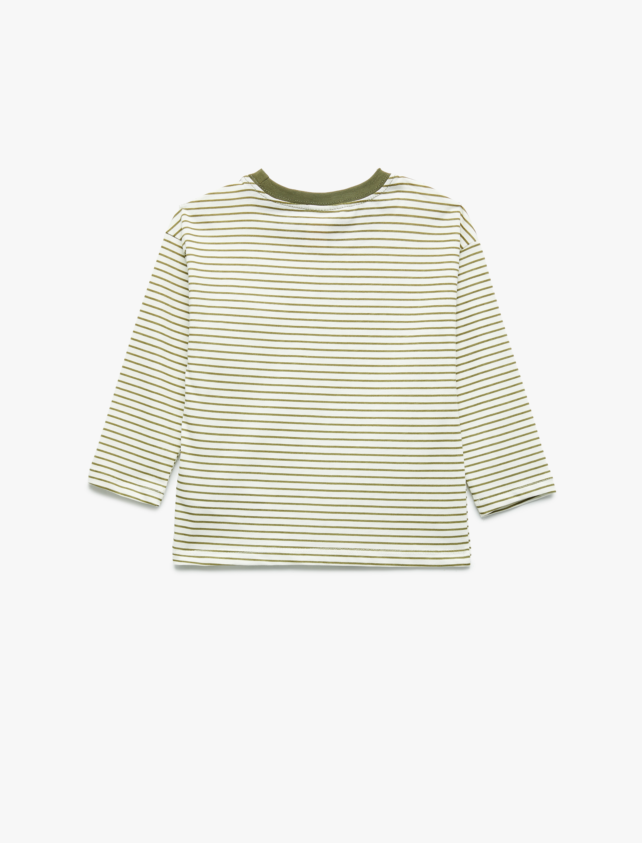  Erkek Bebek Pamuklu Uzun Kollu Bisiklet Yaka Çizgili 2'Li Tişört Seti