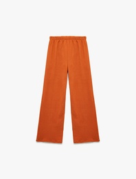 Şardonlu Beli Lastikli Basic Geniş Paça Pantolon