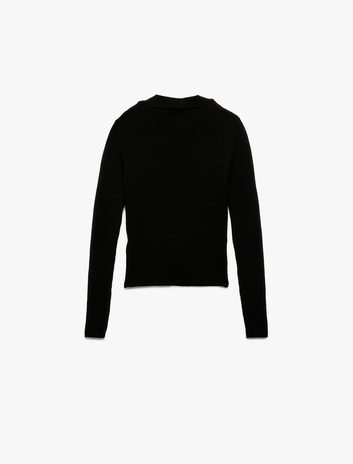  Hafif Dik Yaka Uzun Kollu Triko Kazak