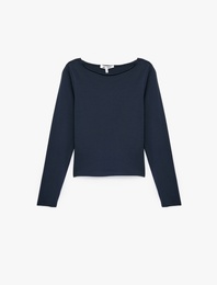 Uzun Kollu Bisiklet Yaka Pamuklu Slim Fit Basic Tişört