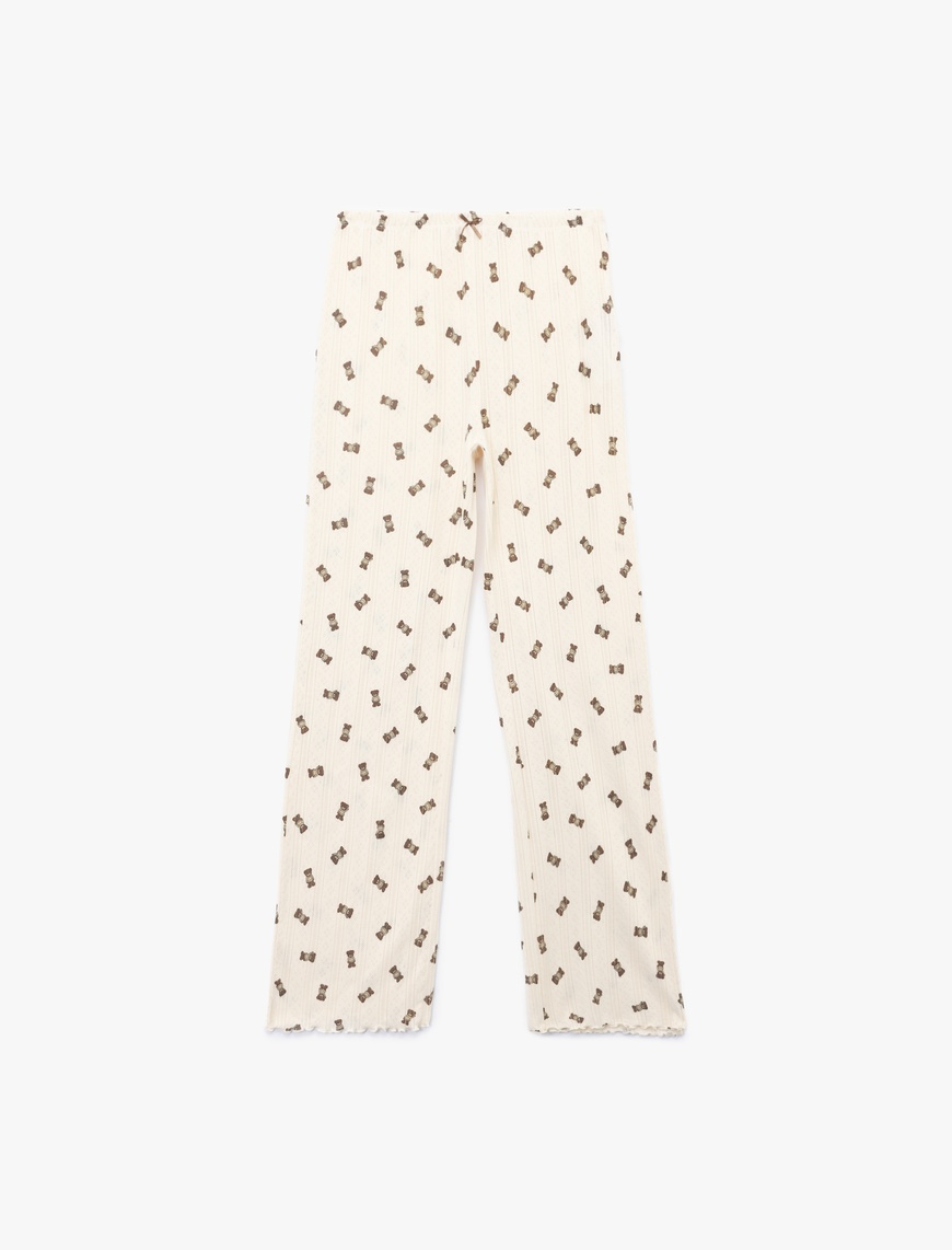   Pamuklu Rahat Kalıp Ayıcık Baskılı Pijama Altı