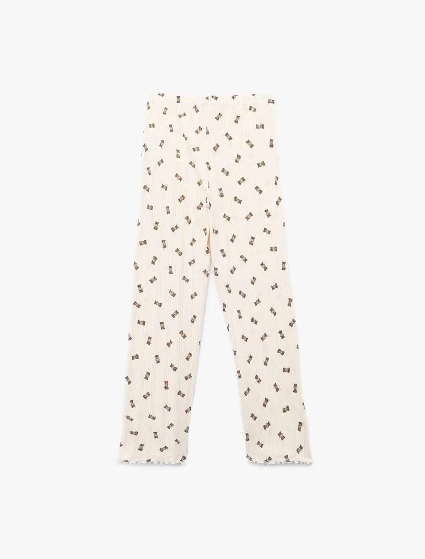   Pamuklu Rahat Kalıp Ayıcık Baskılı Pijama Altı