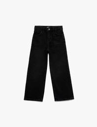 Pamuklu Geniş Paça Denim Pantolon