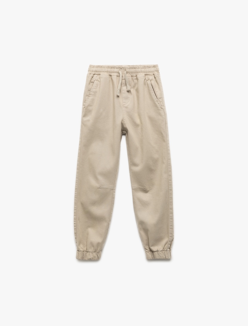  Erkek Çocuk Pamuklu Beli Bağcıklı Basic Jogger Pantolon