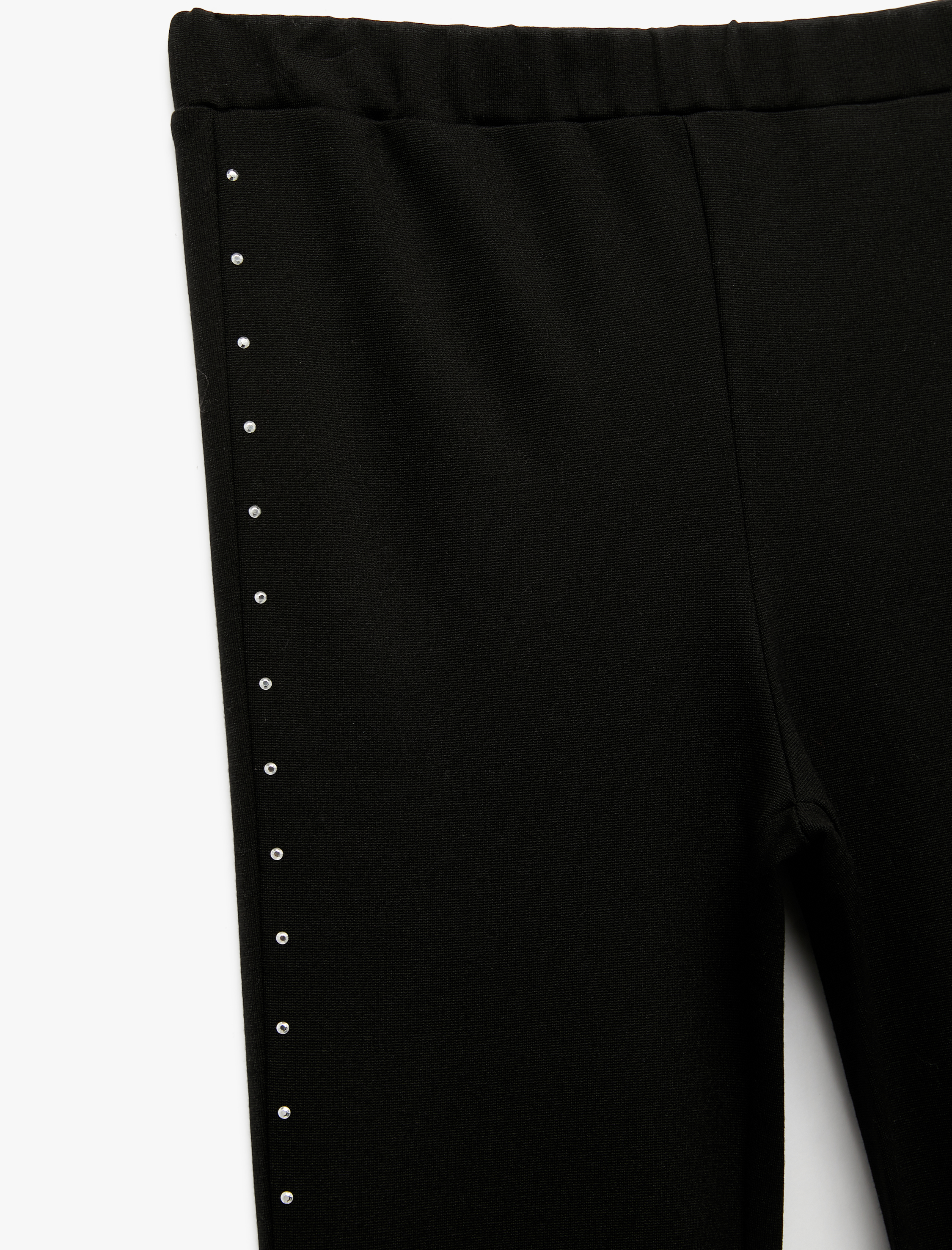  Kız Çocuk Taş Detaylı Beli Lastikli İspanyol Paça Pantolon