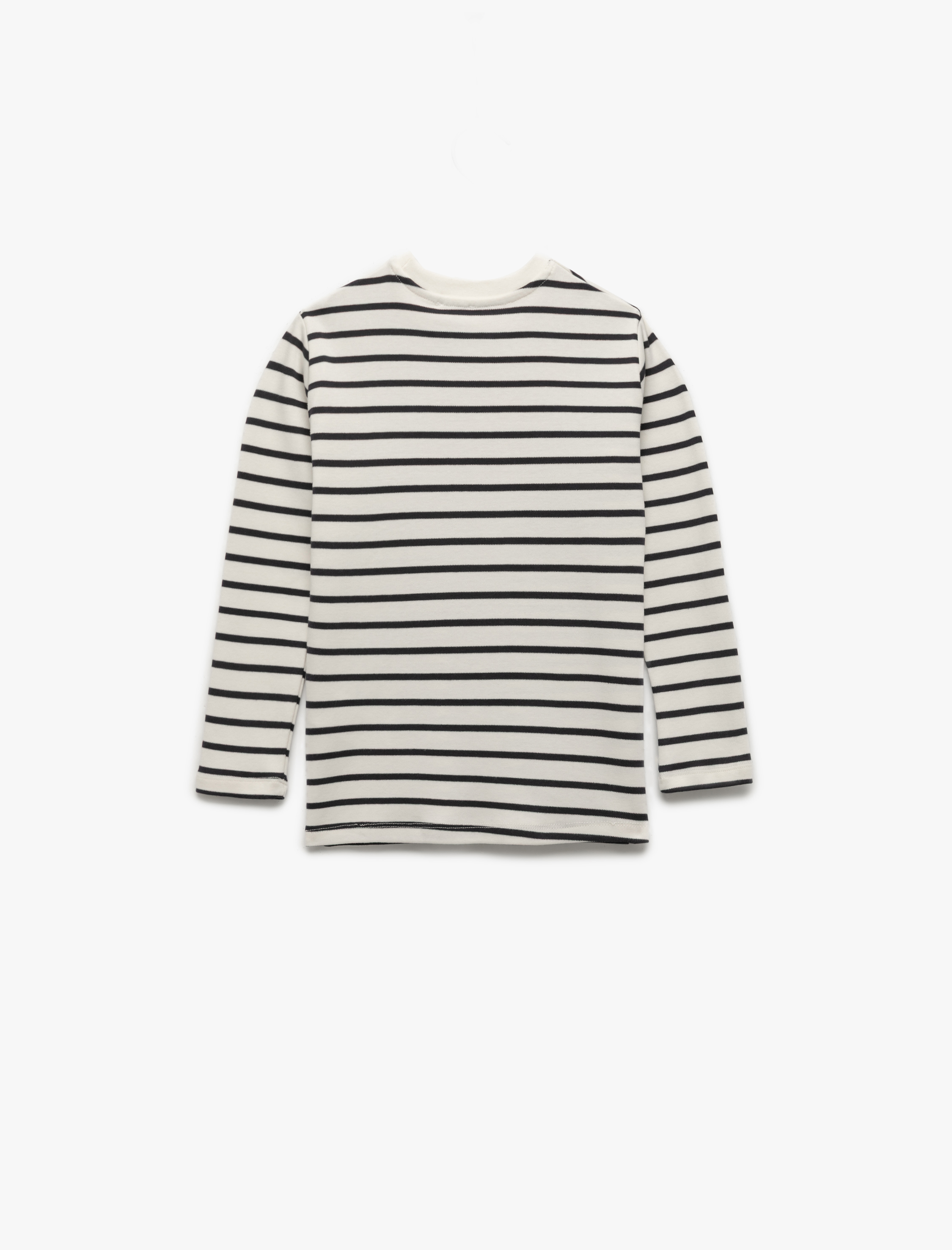  Erkek Çocuk Pamuklu Uzun Kollu Bisiklet Yaka Çizgili Tişört