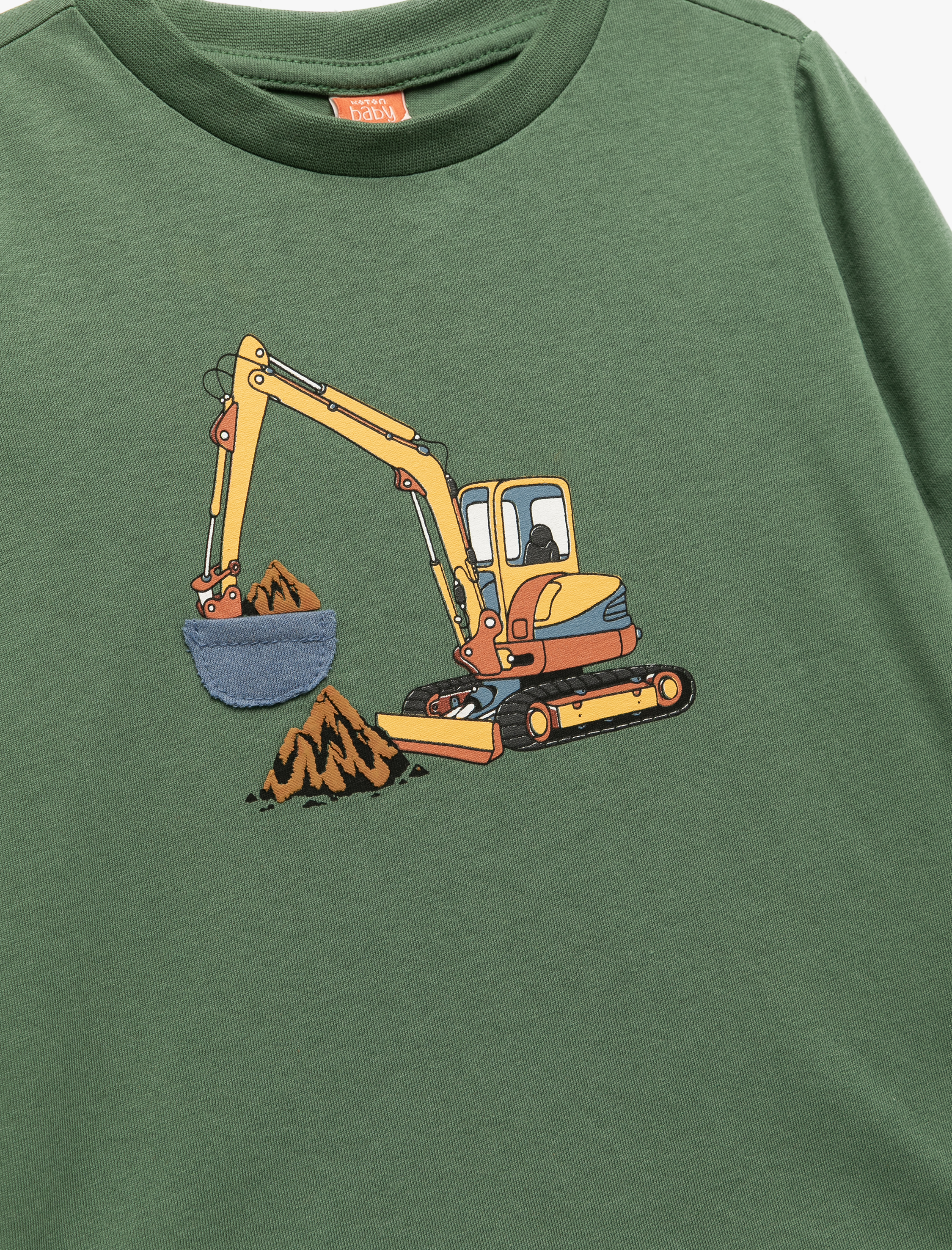  Erkek Bebek Uzun Kollu Bisiklet Yaka Baskılı Pamuklu Tişört