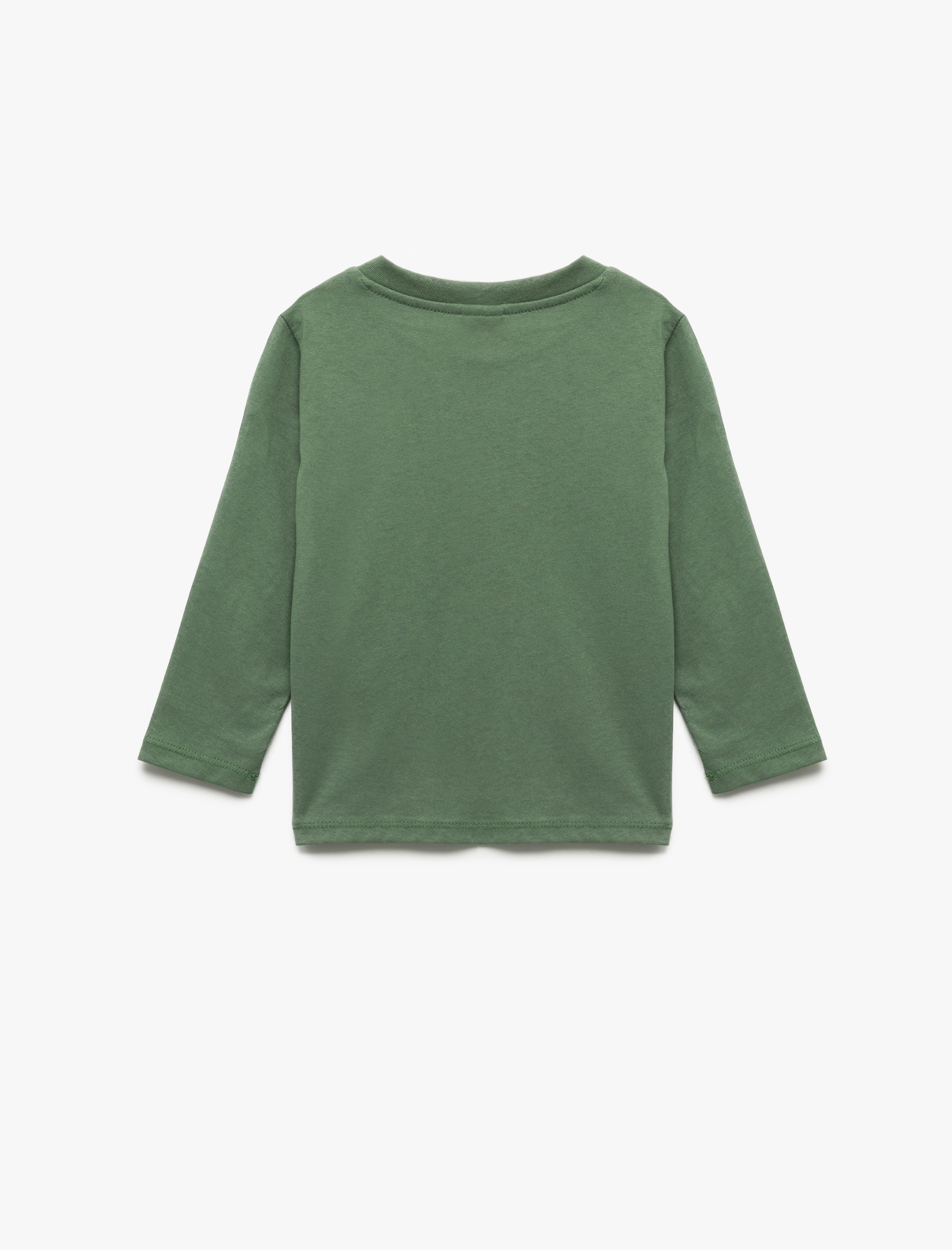  Erkek Bebek Uzun Kollu Bisiklet Yaka Baskılı Pamuklu Tişört