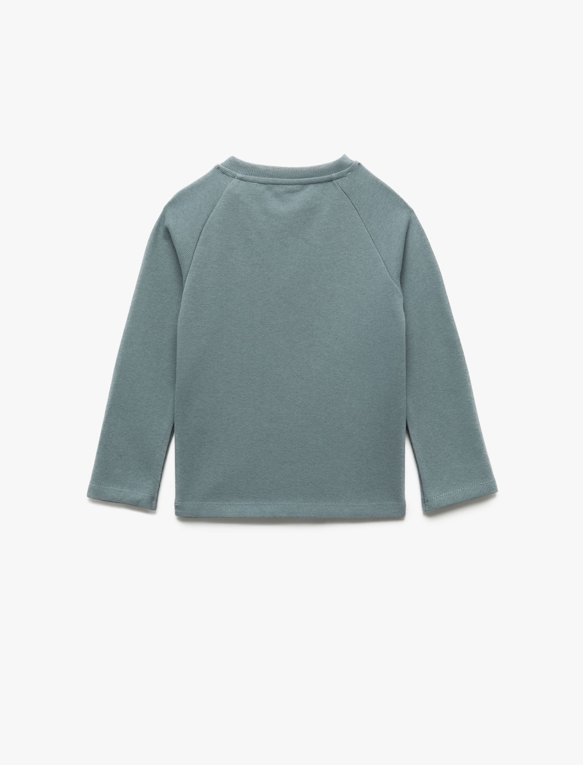  Erkek Bebek Pamuklu Düğmeli Uzun Reglan Kollu Bisiklet Yaka Sweatshirt