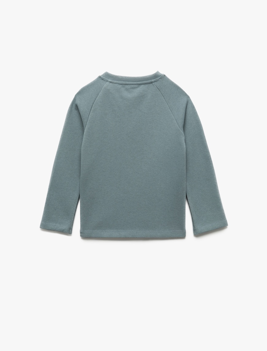  Erkek Bebek Düğmeli Uzun Kollu Bisiklet Yaka Sweatshirt