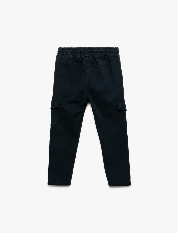Erkek Bebek Kargo Cepli Beli Bağlamalı Pamuklu Pantolon
