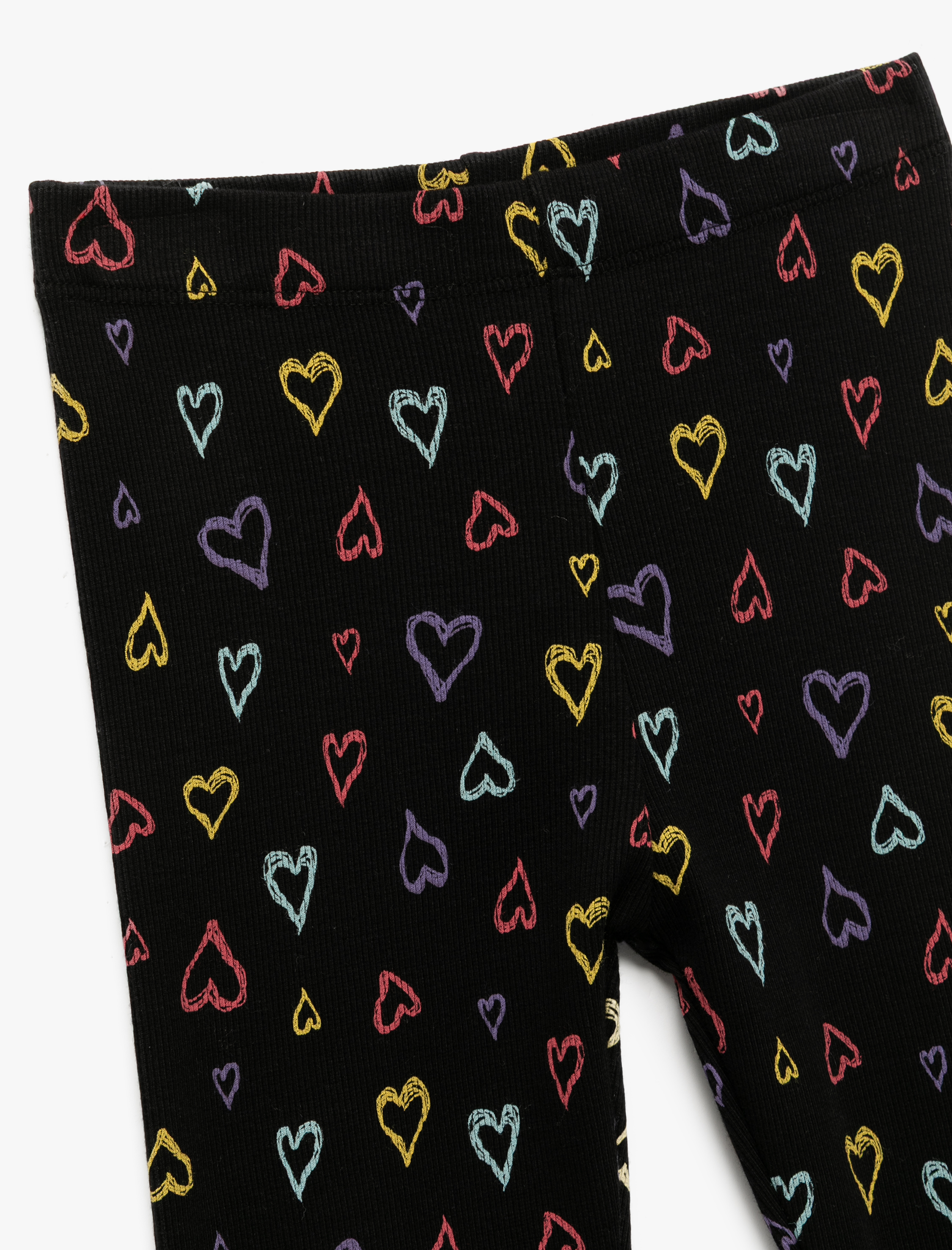  Kız Çocuk Kalp Desenli Beli Lastikli Pamuklu Uzun Tayt