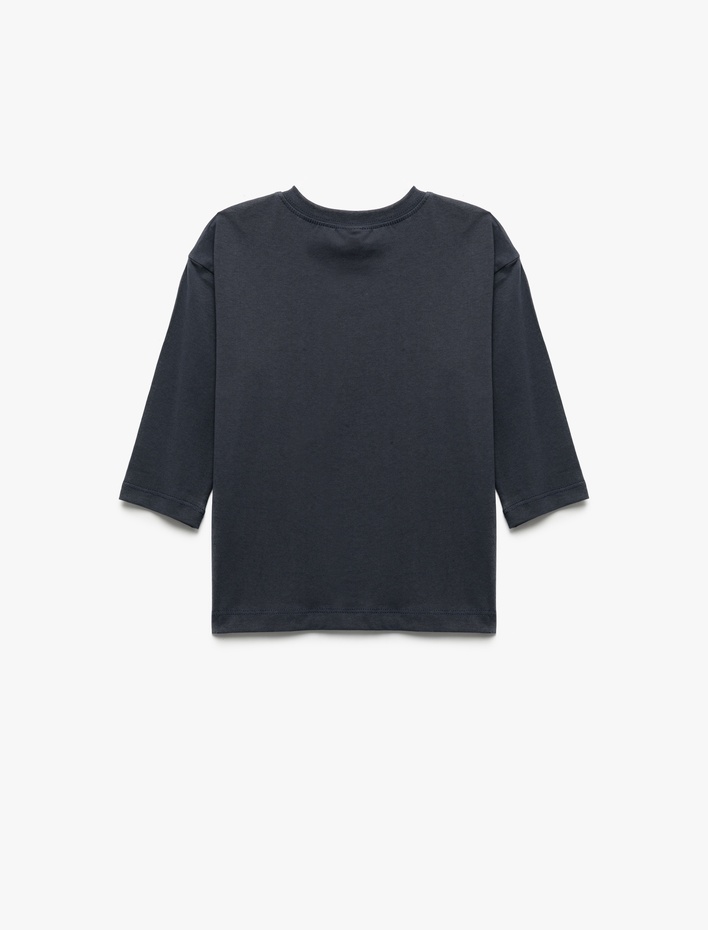 Erkek Bebek Pamuklu Uzun Kollu Bisiklet Yaka Aslan Baskılı Tişört