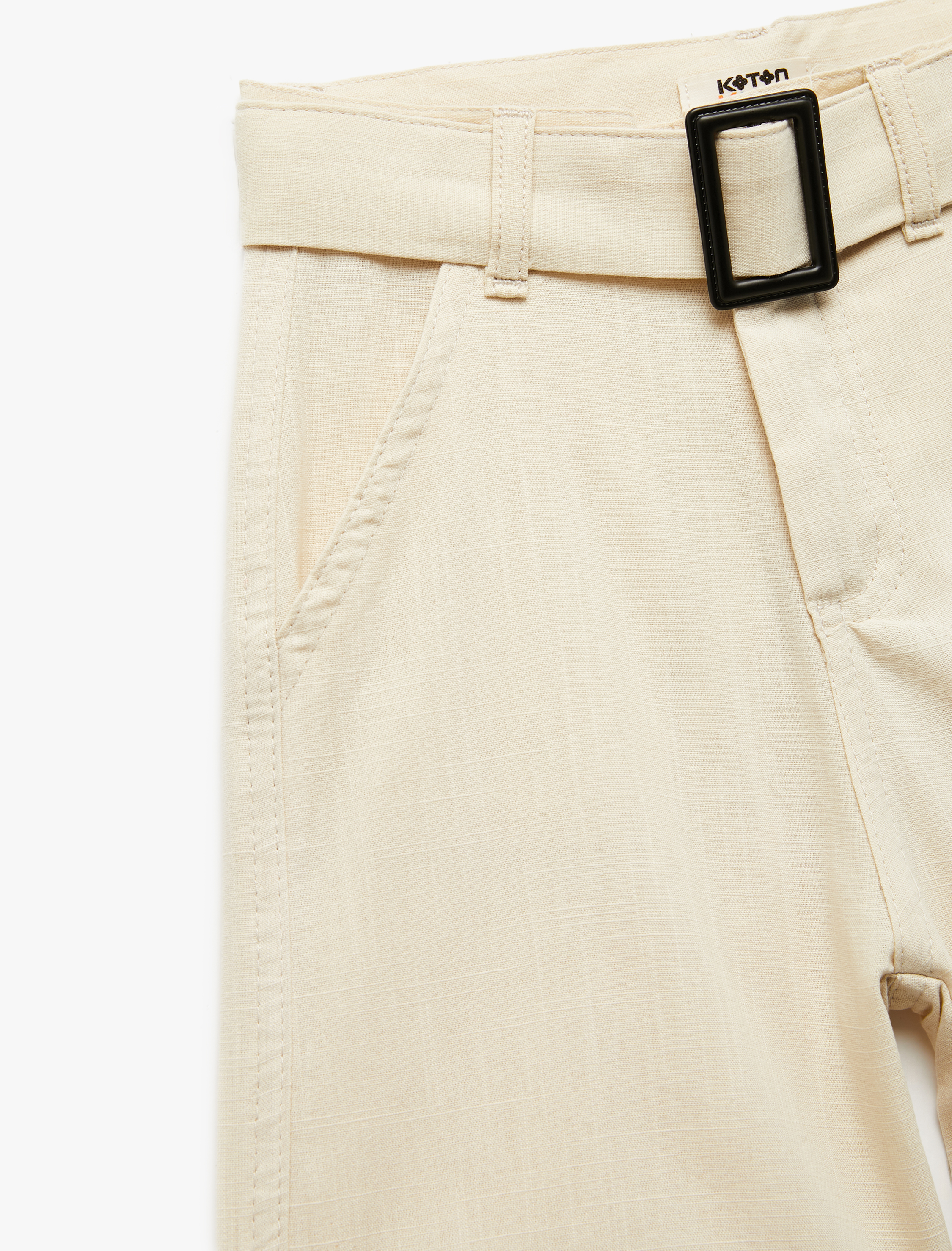  Erkek Çocuk Pamuklu Cep Detaylı Kemerli Kargo Şort