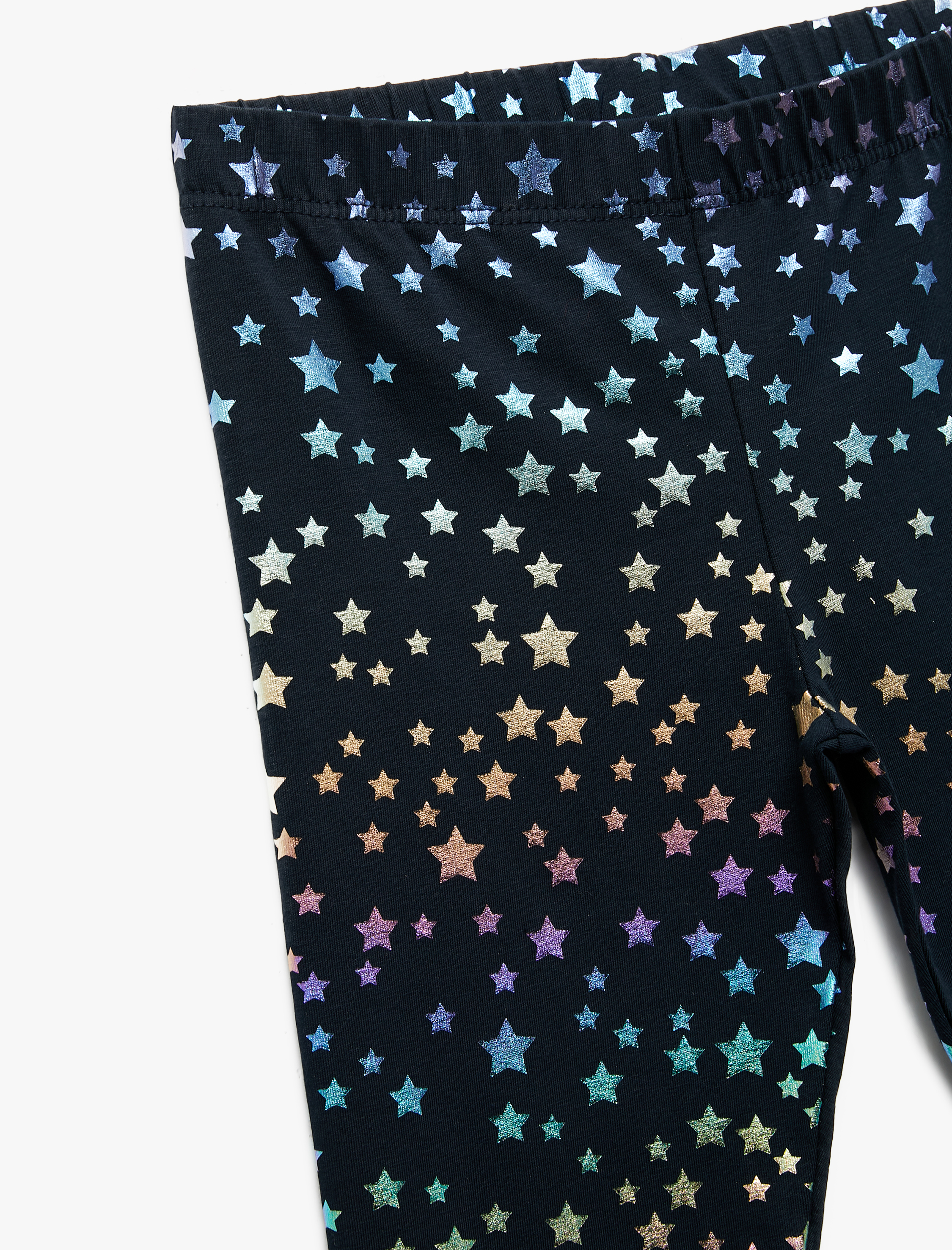  Kız Çocuk Yıldız Baskılı Beli Lastikli Pamuklu Uzun Tayt