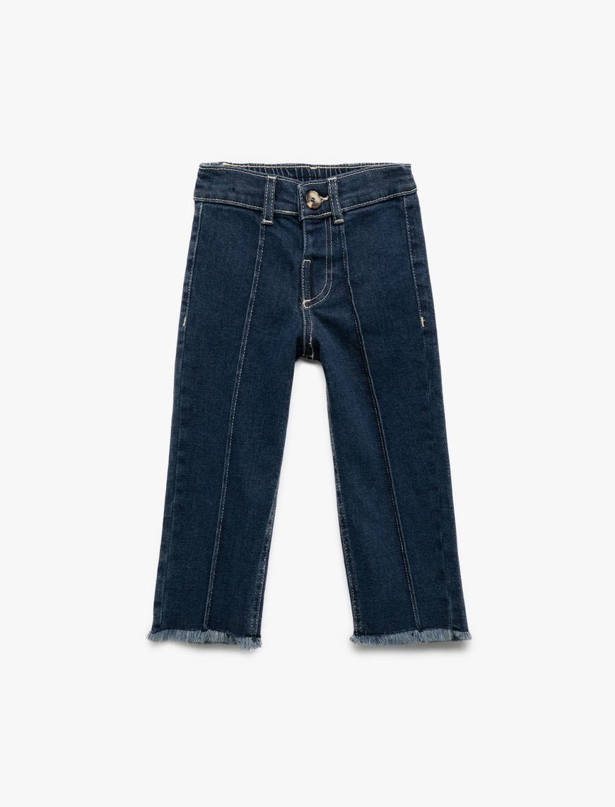  Kız Bebek Pamuklu Geniş Paça Denim Pantolon