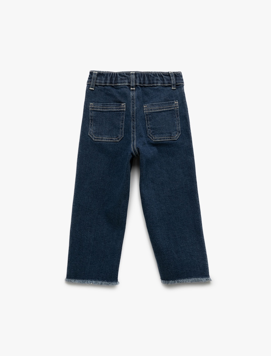  Kız Bebek Pamuklu Geniş Paça Denim Pantolon