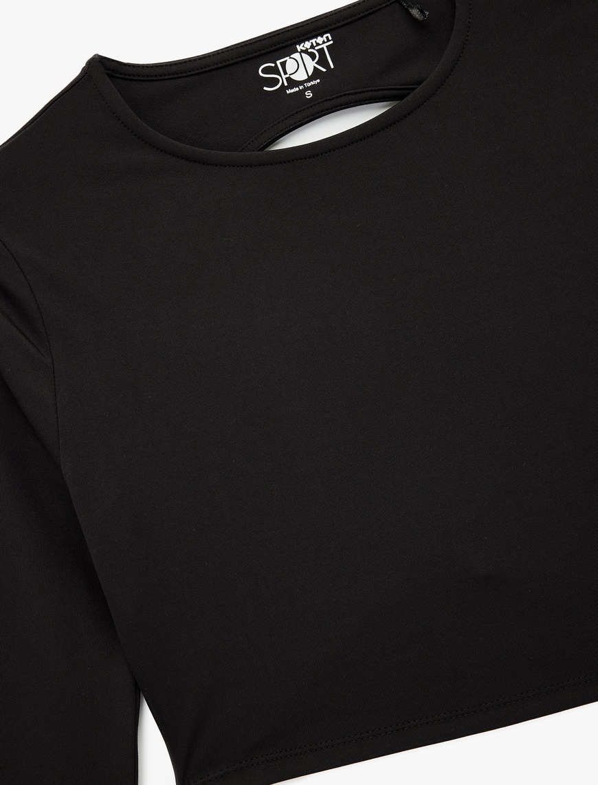   Slim Fit Sırt Detaylı Uzun Kollu Bisiklet Yaka Spor Tişört