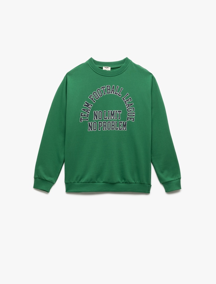 Erkek Çocuk Bisiklet Yaka Uzun Kollu Pamuklu Baskılı Sweatshirt