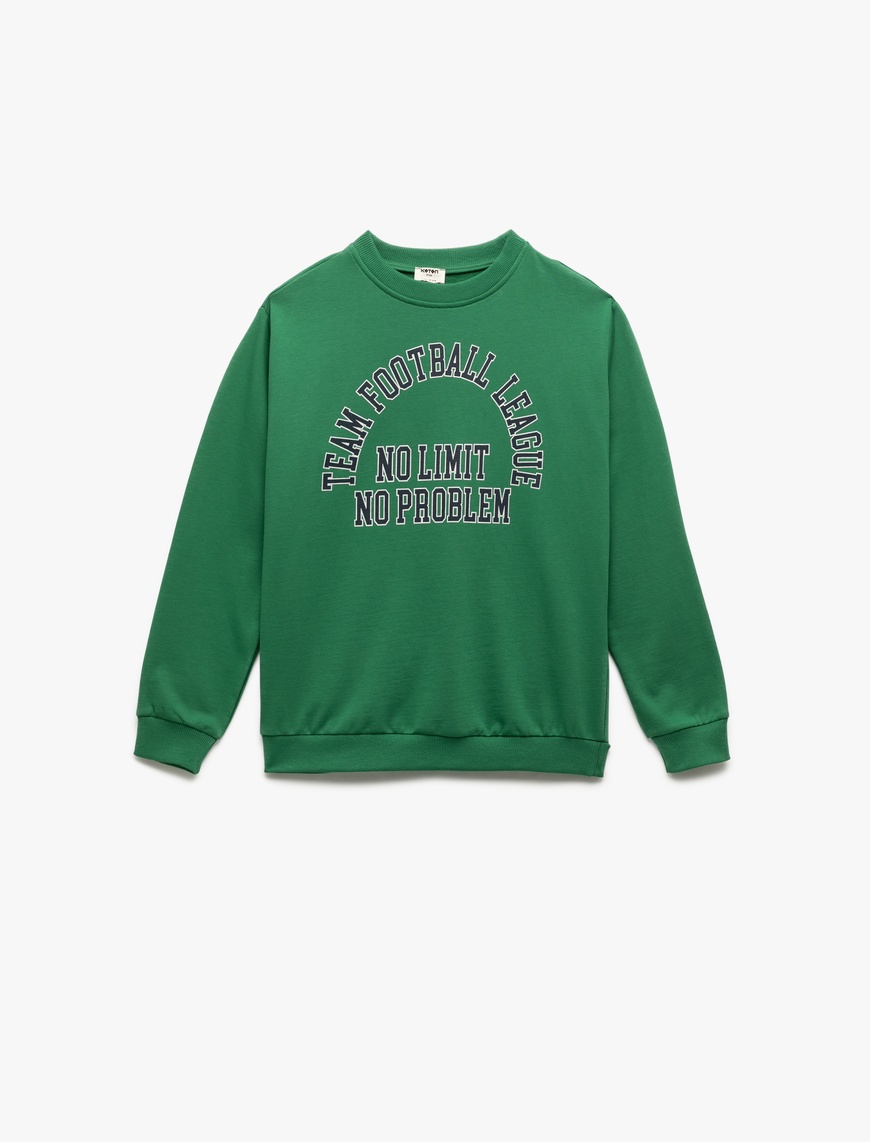  Erkek Çocuk Bisiklet Yaka Uzun Kollu Pamuklu Baskılı Sweatshirt