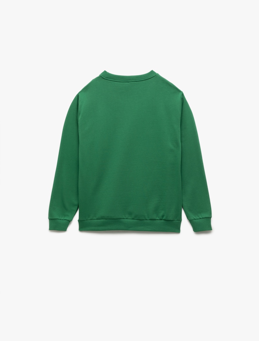  Erkek Çocuk Bisiklet Yaka Uzun Kollu Pamuklu Baskılı Sweatshirt