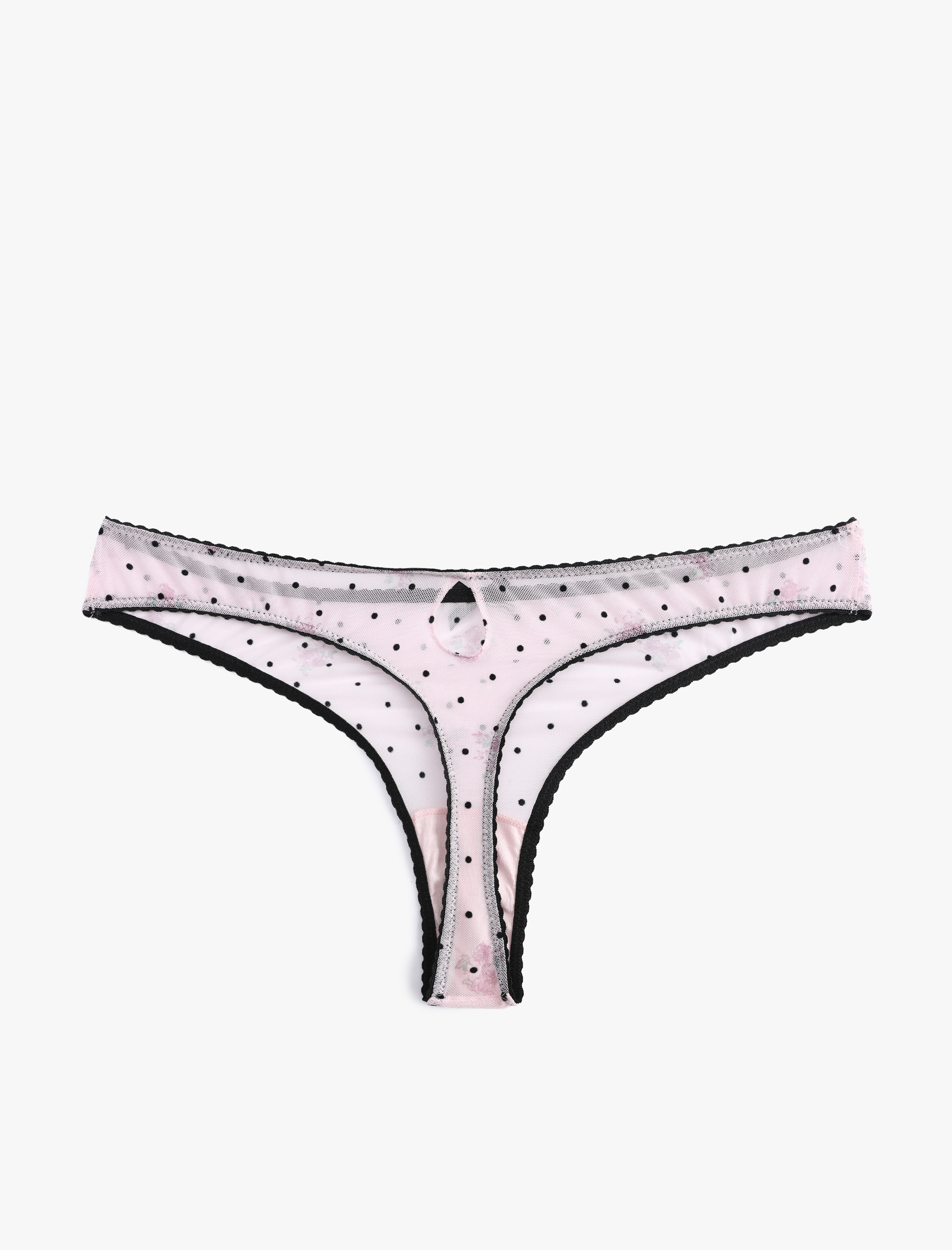   Kurdele Detaylı Puantiyeli Tül String Külot