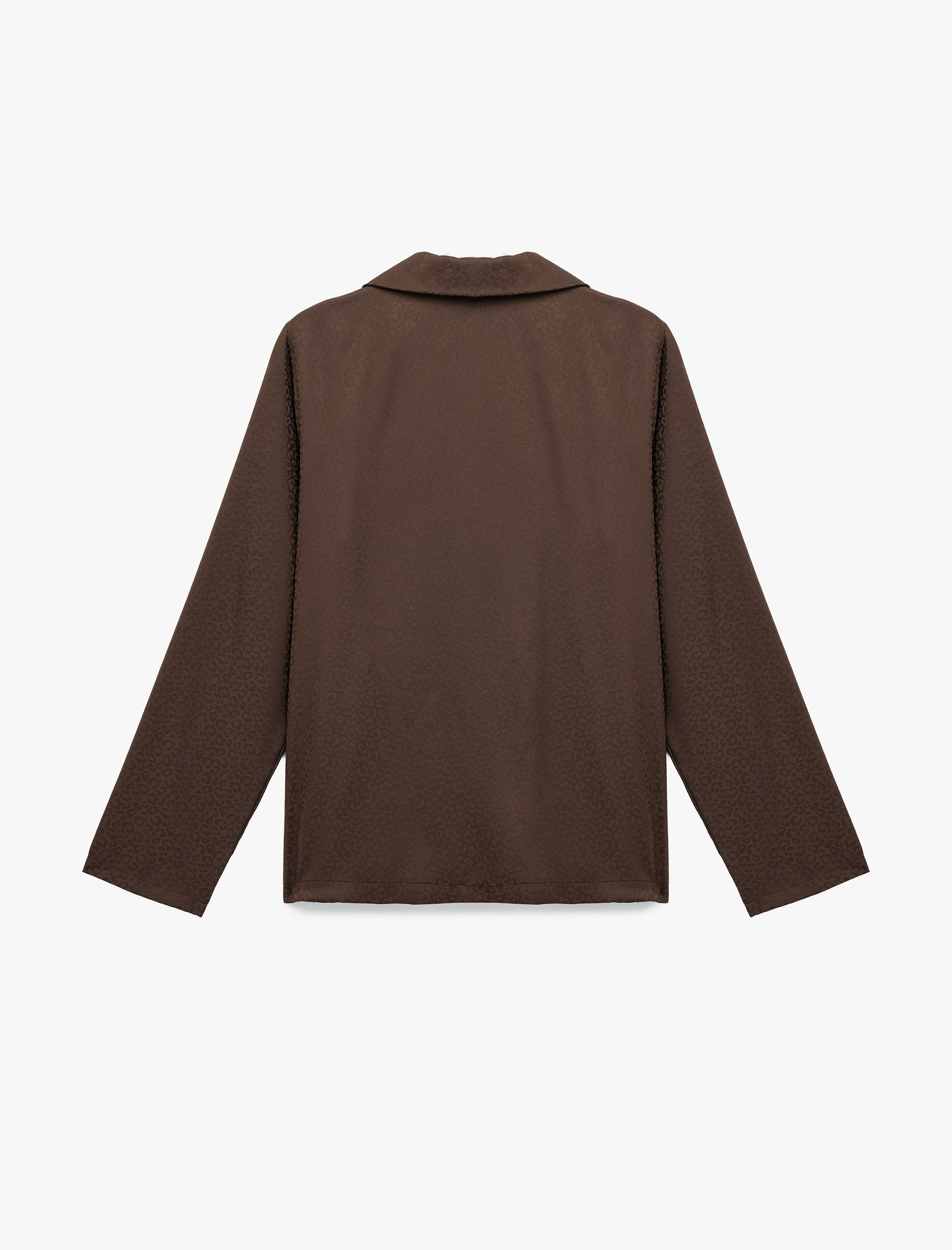   Rahat Kalıp Uzun Kollu Gömlek Yaka Saten Pijama Üstü