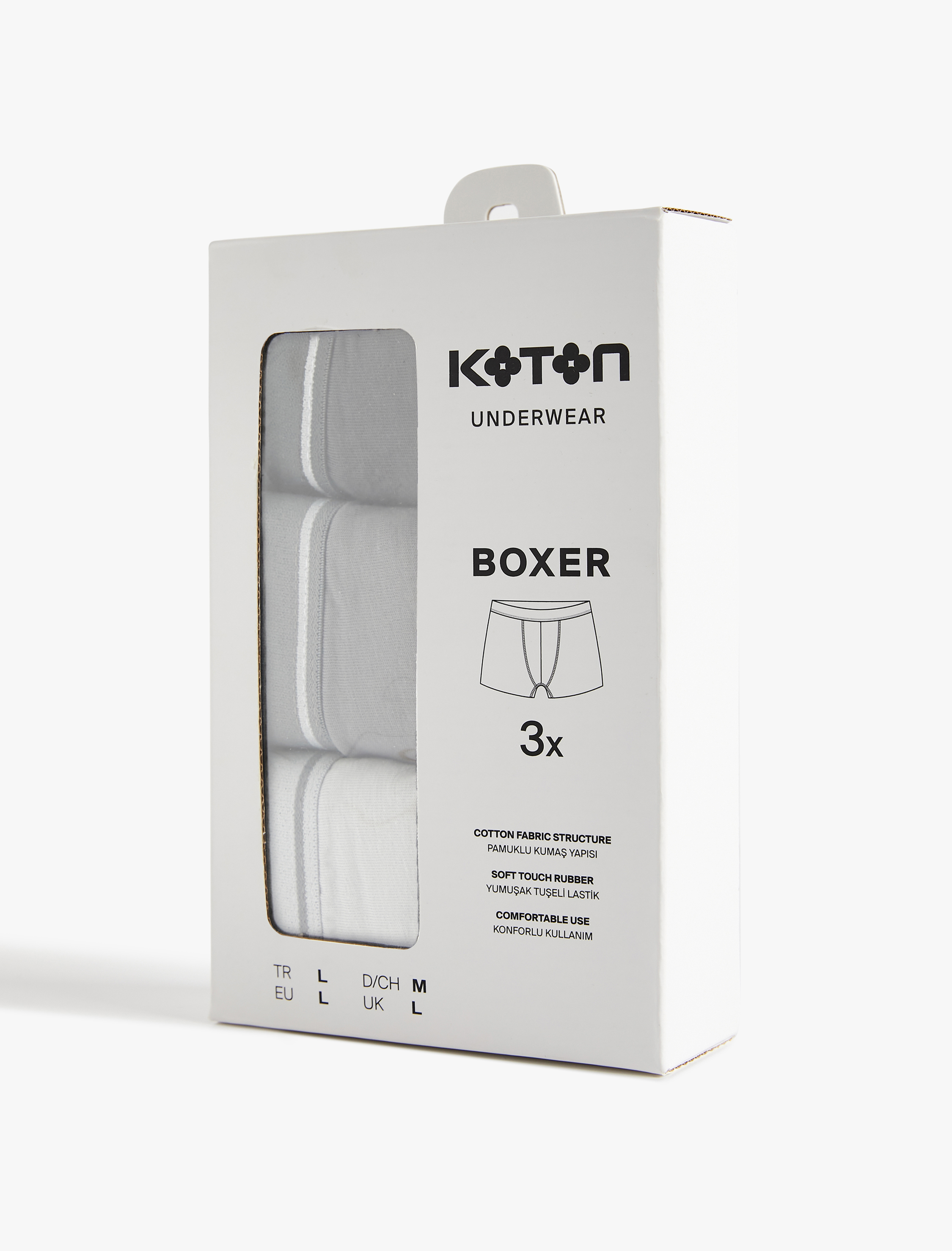   Pamuklu Basic Çizgili Lastik Detaylı 3'lü Boxer Set