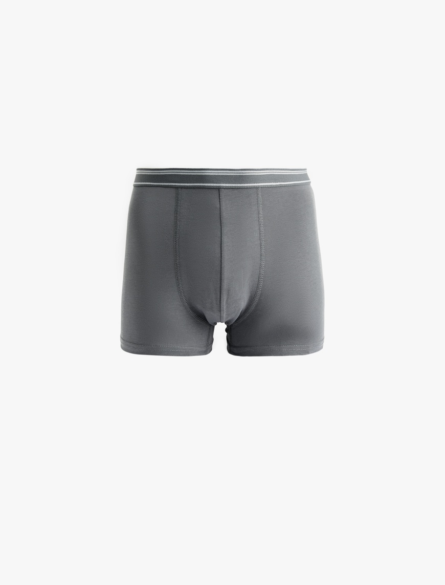   Pamuklu Basic Çizgili Lastik Detaylı 3'lü Boxer Set