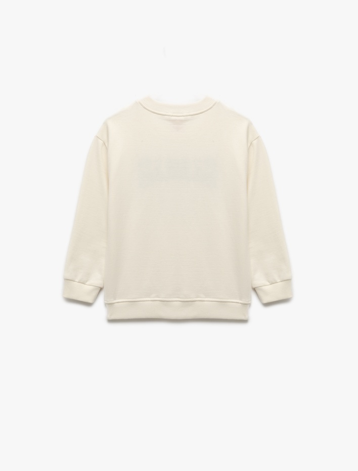 Erkek Bebek Nakışlı Uzun Kollu Bisiklet Yaka Pamuklu Sweatshirt