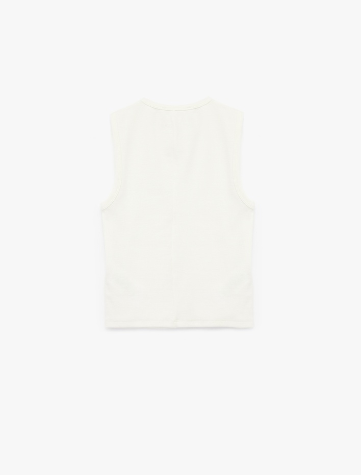  Pamuklu Slim Fit Bisiklet Yaka Kolsuz Basic Tişört