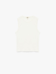 Pamuklu Slim Fit Bisiklet Yaka Kolsuz Basic Tişört