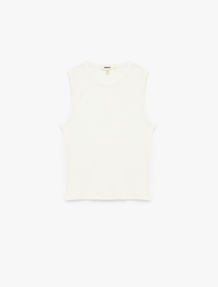  Pamuklu Slim Fit Bisiklet Yaka Kolsuz Basic Tişört
