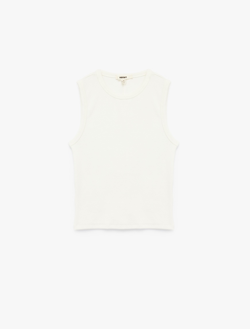   Pamuklu Slim Fit Bisiklet Yaka Kolsuz Basic Tişört