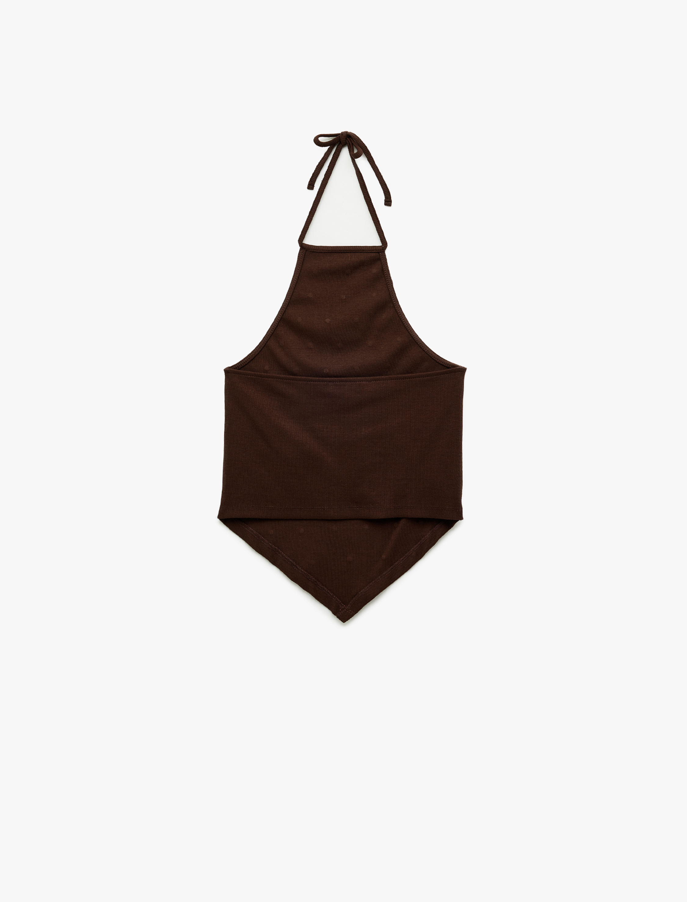   Taş Detaylı Slim Fit Asimetrik Boyundan Bağlamalı Kolsuz Halter Yaka Bluz