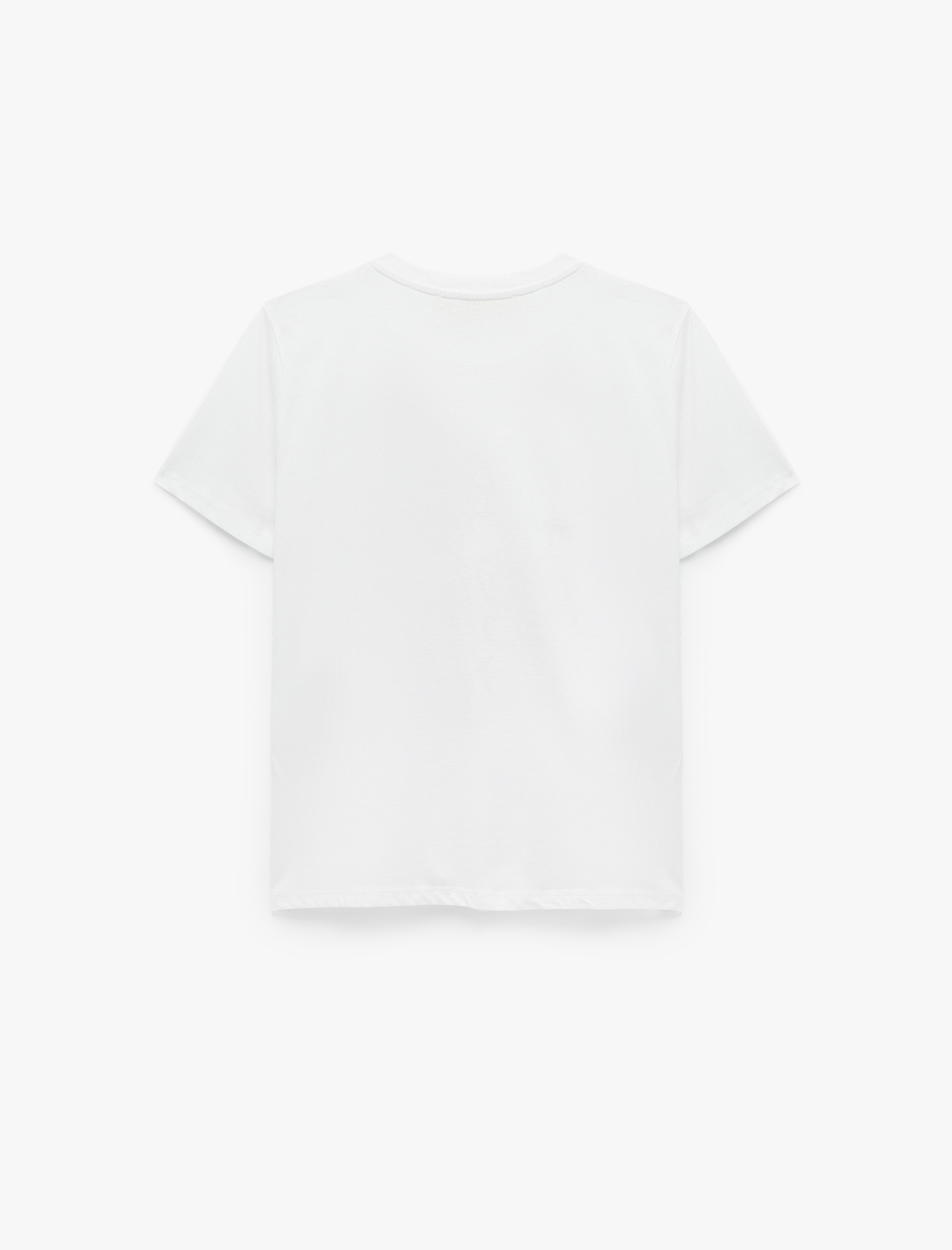   Pamuklu Kısa Kollu Bisiklet Yaka Parlak Baskı Detaylı Tişört