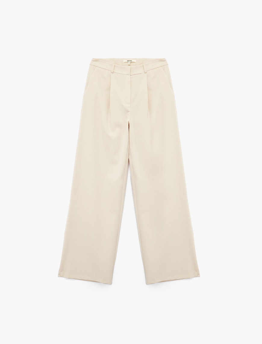   Cepli Bol Paça Straigh Fit Kumaş Pantolon