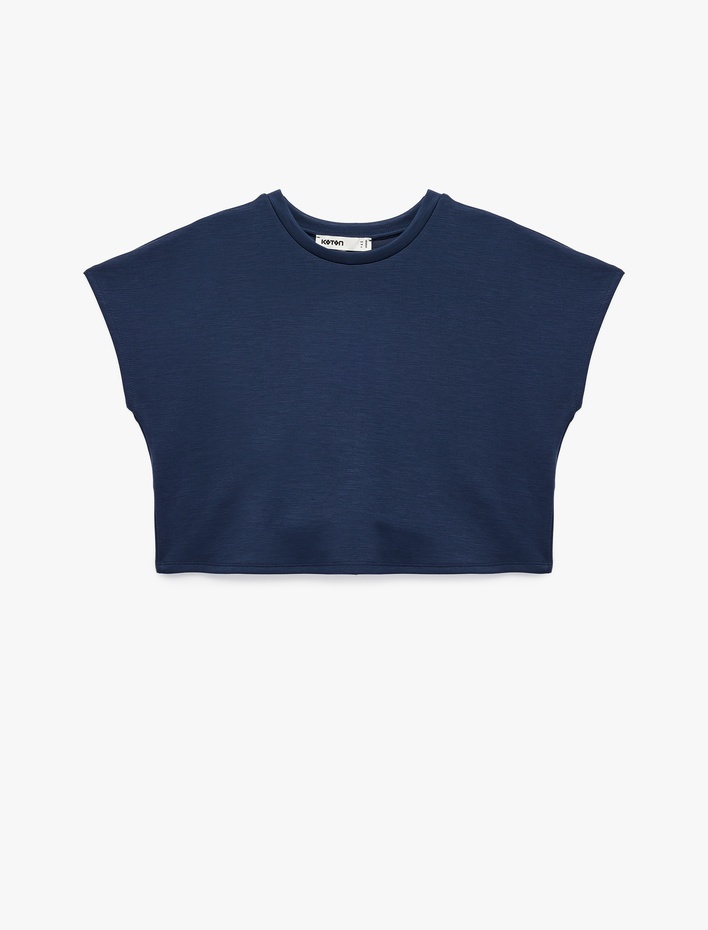  Slim Fit Bisiklet Yaka Kolsuz Basic Tişört