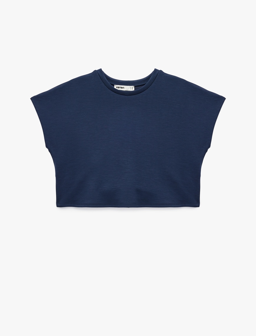   Slim Fit Bisiklet Yaka Kolsuz Basic Tişört