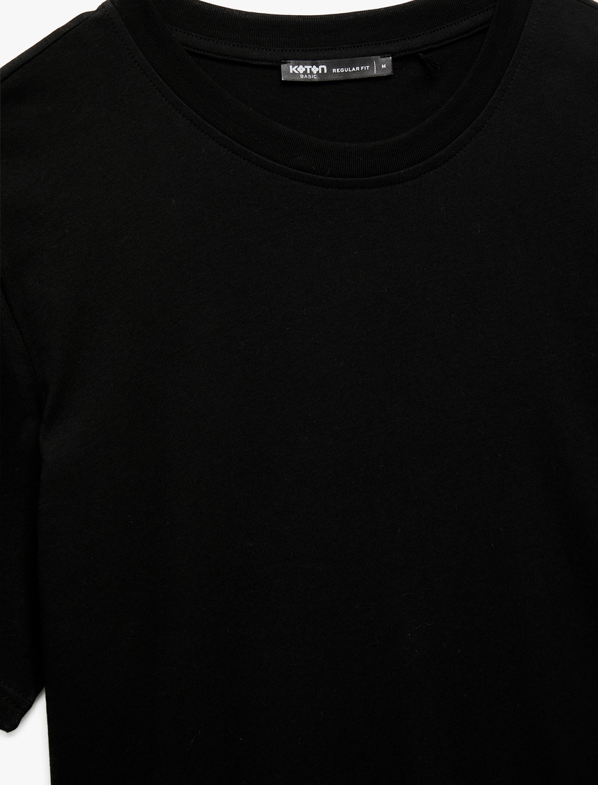   Regular Fit Kısa Kollu Pamuklu Bisiklet Yaka Basic Tişört