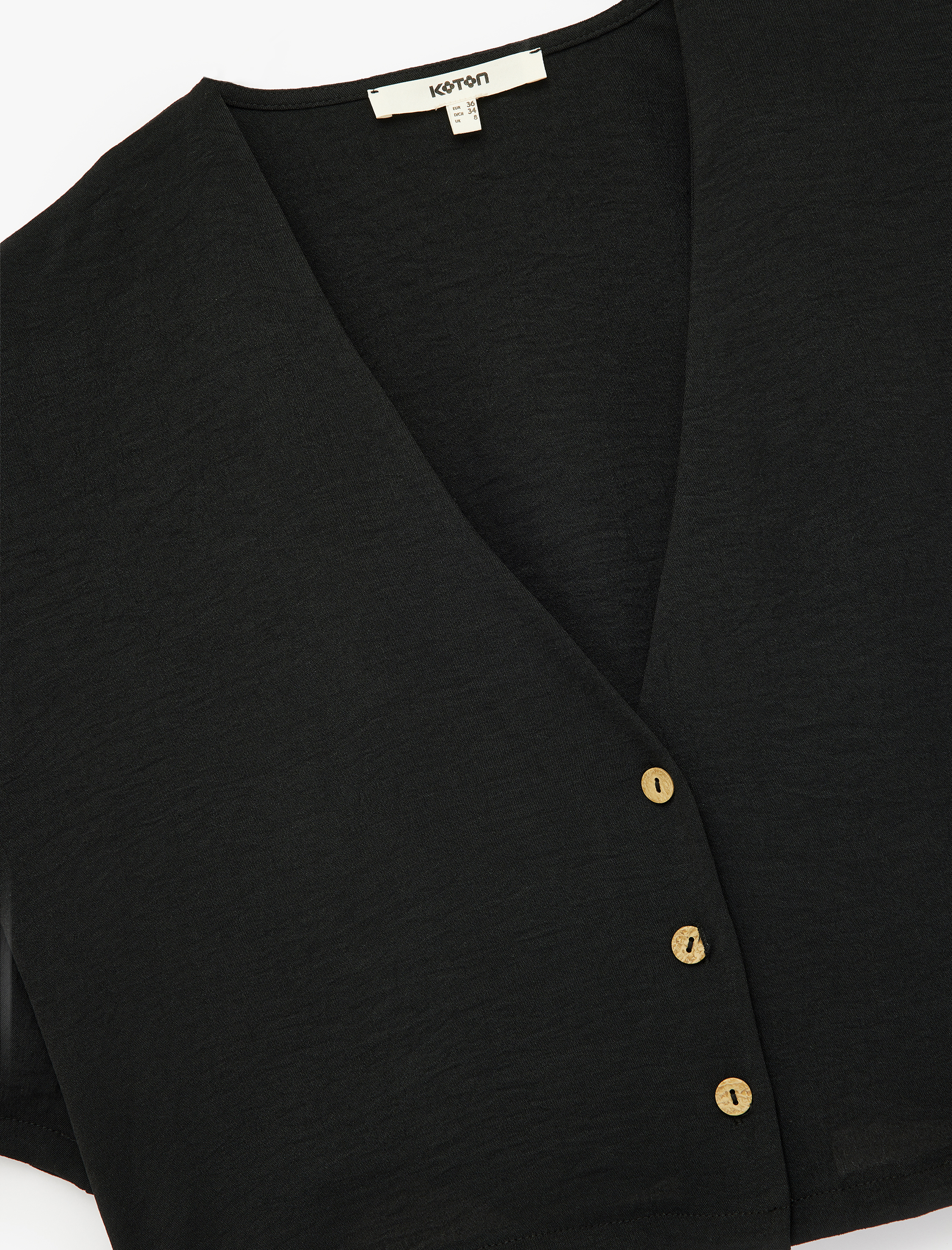   Bol Kalıp V Yaka Kısa Kollu Crop Gömlek