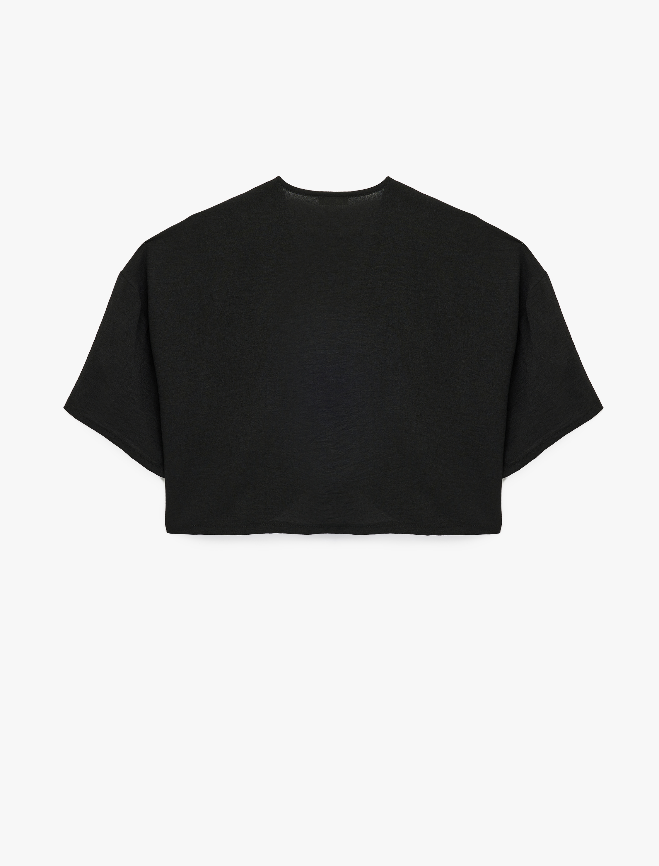   Bol Kalıp V Yaka Kısa Kollu Crop Gömlek