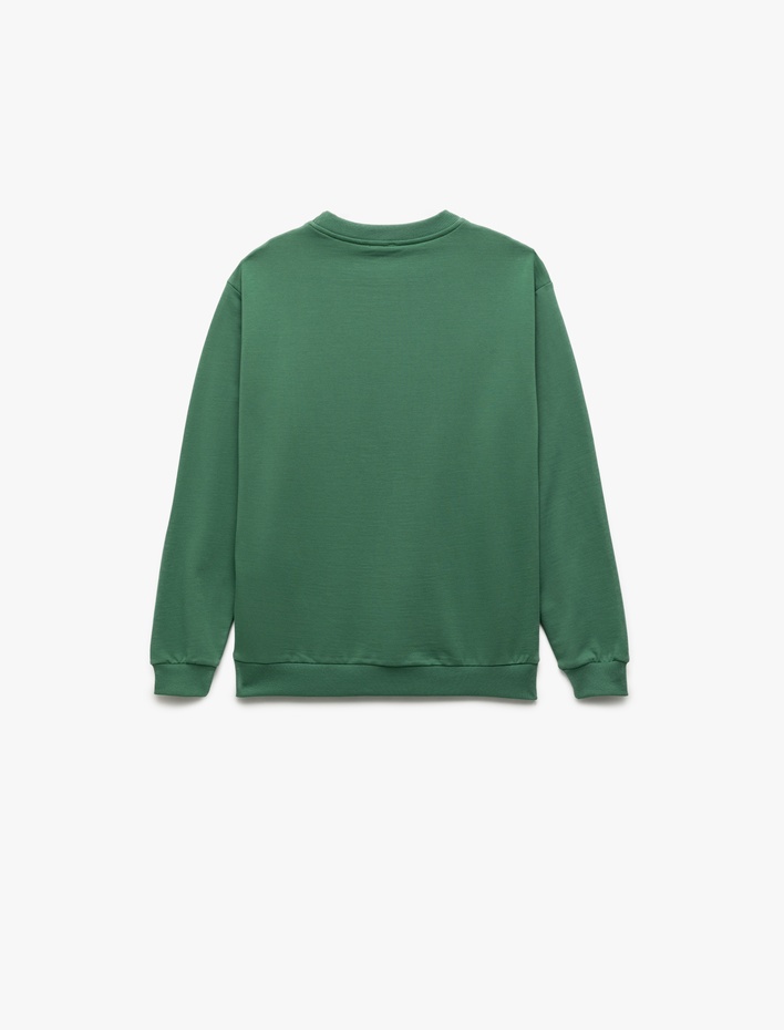 Erkek Çocuk Şardonlu Uzun Kollu Bisiklet Yaka Dinozor Baskılı Sweatshirt