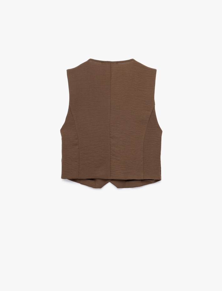  Aerobin Kumaş V Yaka Düğmeli Blazer Yelek