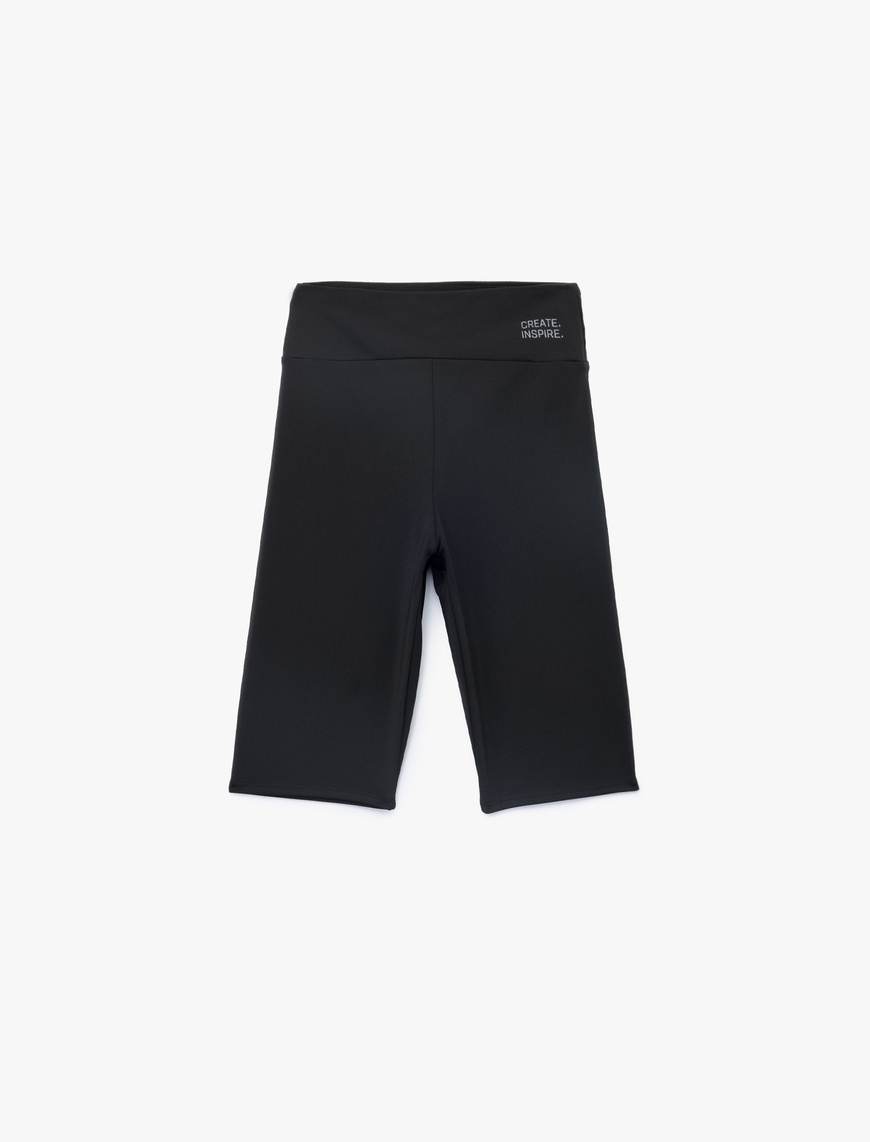   Yüksek Bel Slim Fit Biker Spor Tayt