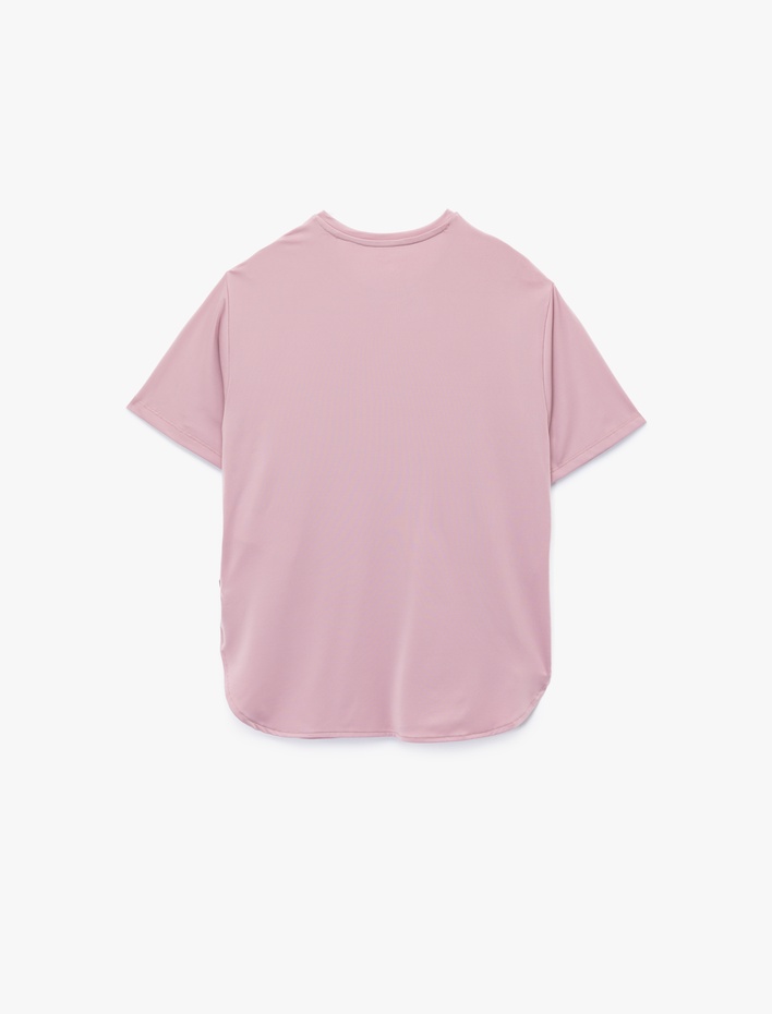  Rahat Kalıp Kısa Kollu Bisiklet Yaka Baskılı Spor Tişört