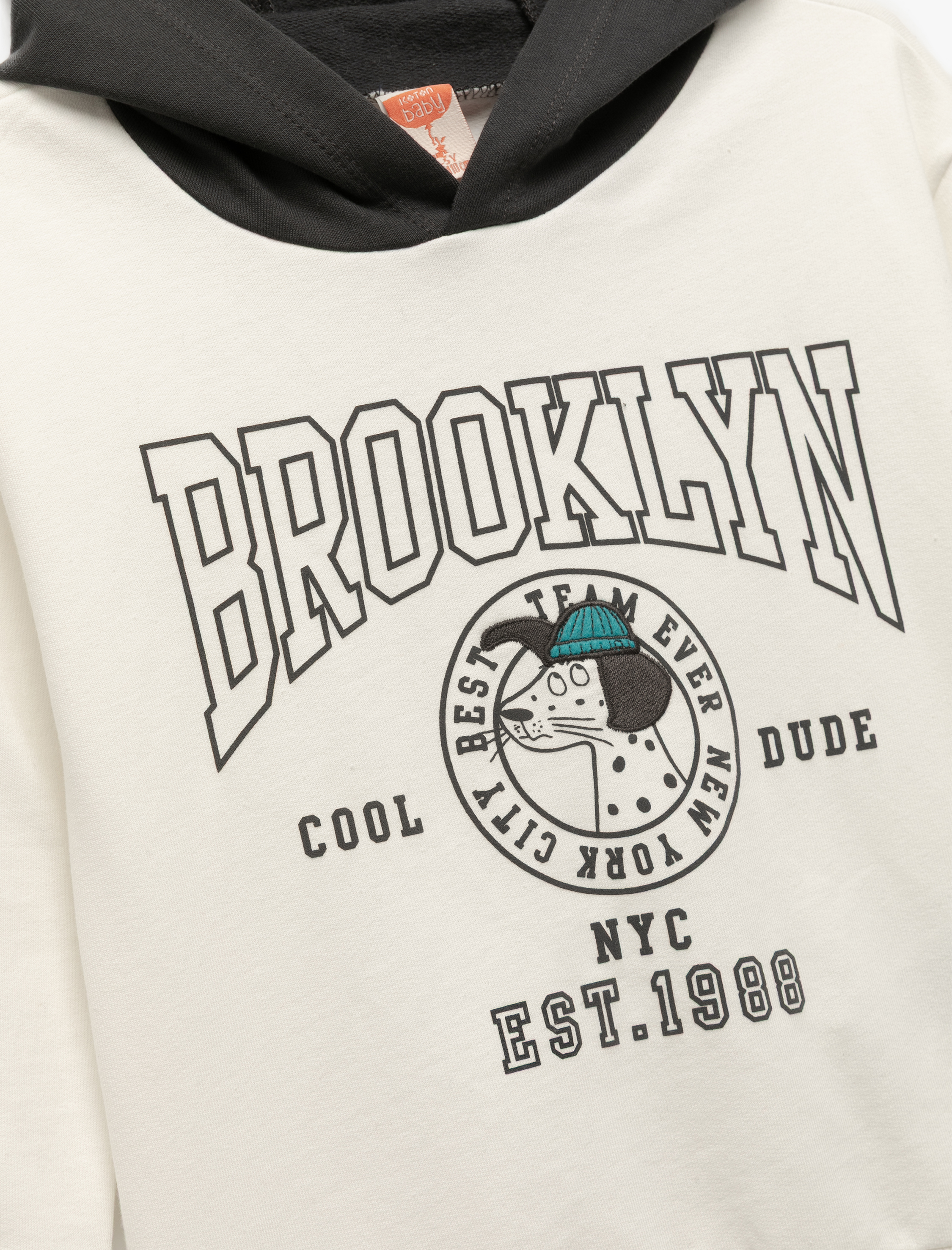  Erkek Bebek Pamuklu Şardonlu Uzun Kollu Baskılı Kapşonlu Sweatshirt